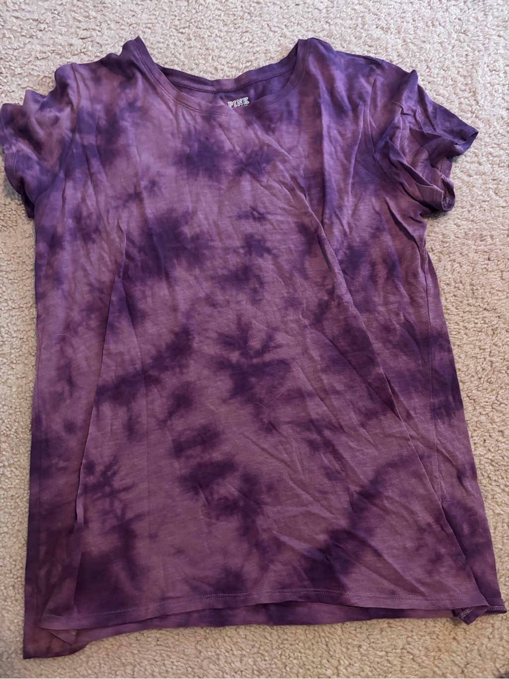 Pink Victoria's Secret Purple Tie-Dye Short Sleeve Tee
